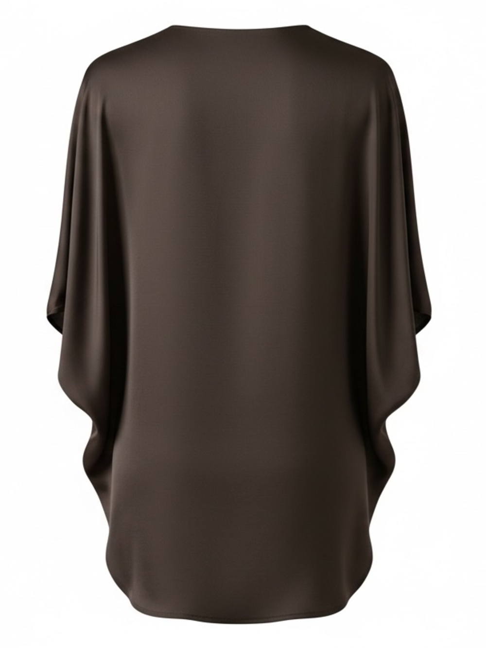 Vince Dark Brown V-Neck Dolman Sleeve Silk Tunic Blouse Size Medium - Picture 2 of 9